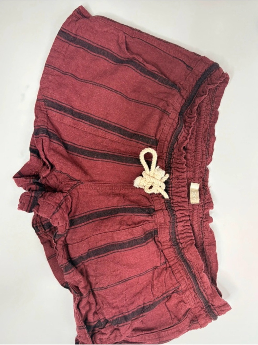 Roxy Burgundy Striped Pull-On Shorts with Drawstring